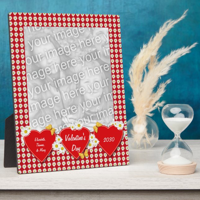 Daisy Hearts Valentine Photo Plaque (Side)