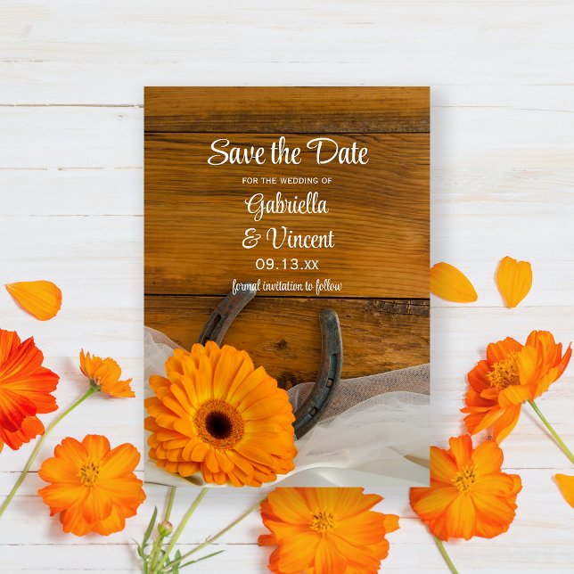 Daisy Horseshoe Western Wedding Save the Date (Creator Uploaded)