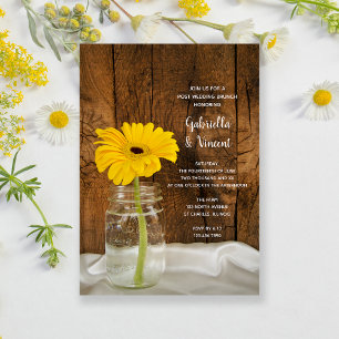 Daisy in Mason Jar Country Post Wedding Brunch Invitation