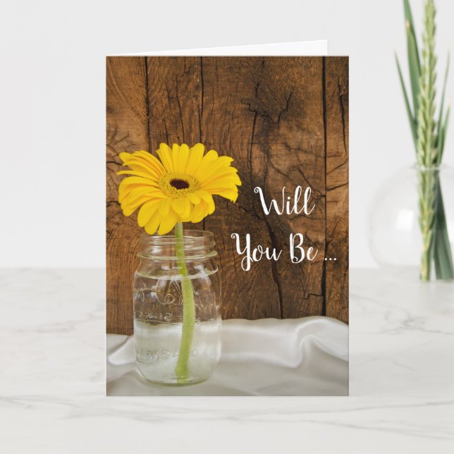 Daisy in Mason Jar Will You Be My Bridesmaid Invitation (Front)