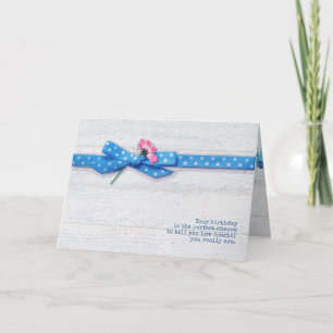 daisy in polka dot ribbon birthday card