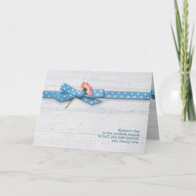daisy in polka dot ribbon Mother's Day Card (Front)