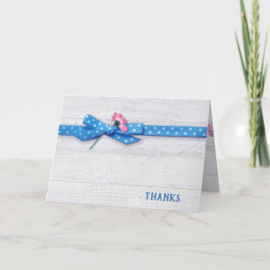 daisy in polka dot ribbon thank you card