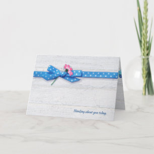daisy in polka dot ribbon thinking of you card