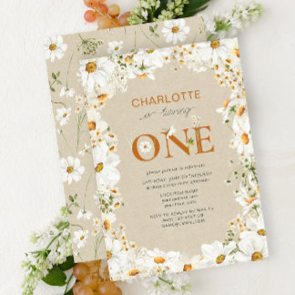 Daisy Is Turning One Terracotta 1st Birthday  Invitation