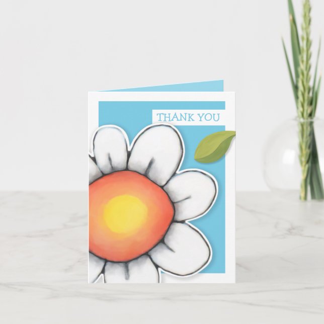 Daisy Joy blue Thank You Note Card (Front)