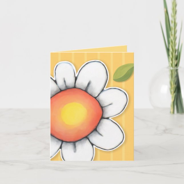 Daisy Joy yellow stripes Note Card (Front)