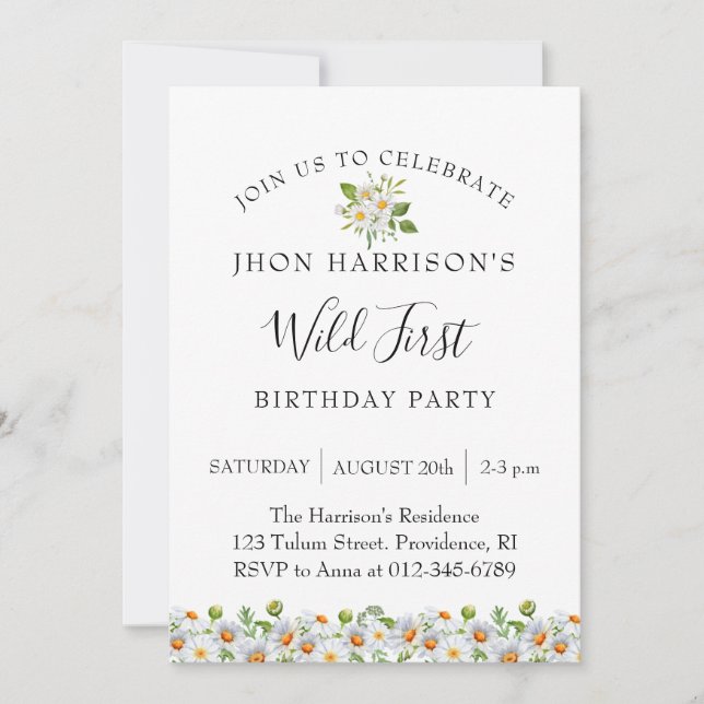 Daisy Kids Birthday Party Invitation (Front)