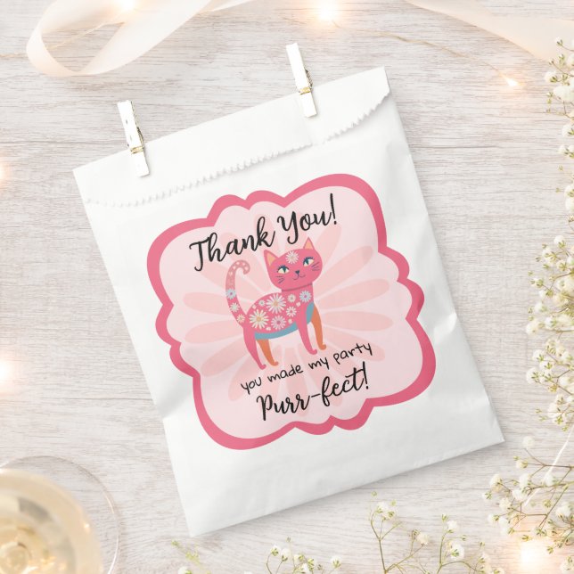 Daisy Kitty Face Purr-fect Birthday Favour Bags (Clipped)