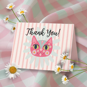 Daisy Kitty Face Purr-fect Birthday Thank You note Card