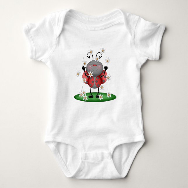 Daisy Ladybug Girl Spotted Red Bug Baby Bodysuit (Front)