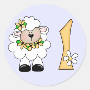 Daisy Lamb 1st Birthday Classic Round Sticker