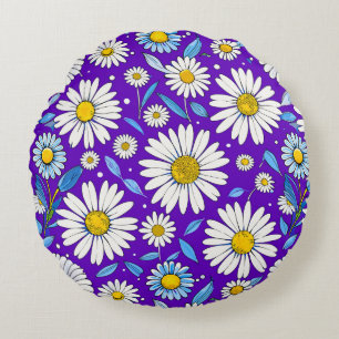 🌼 Daisy Leaves Round Pillow Floral Cosy Decor