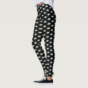 Daisy Leggings Black Daisy Wildflower Leggings