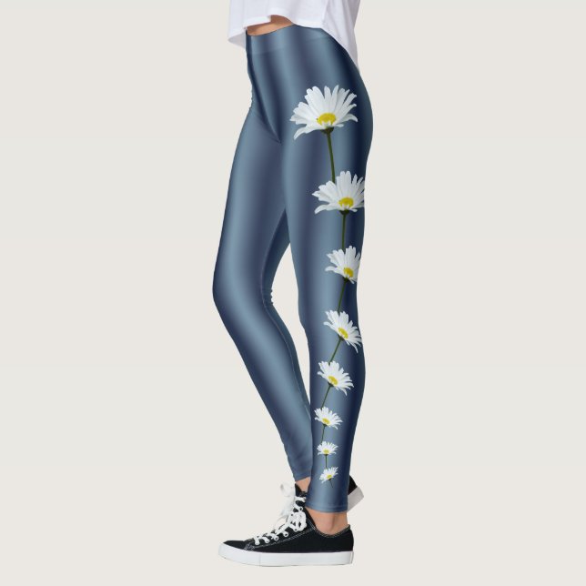 Daisy Leggings White Daisy Stretchy Pants (Left)