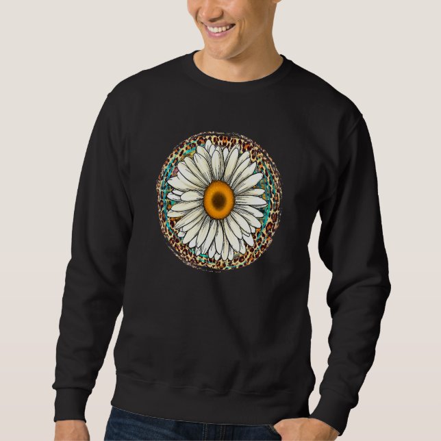 Daisy Leopard Flower Western Southern Hippy Boho G Sweatshirt (Front)