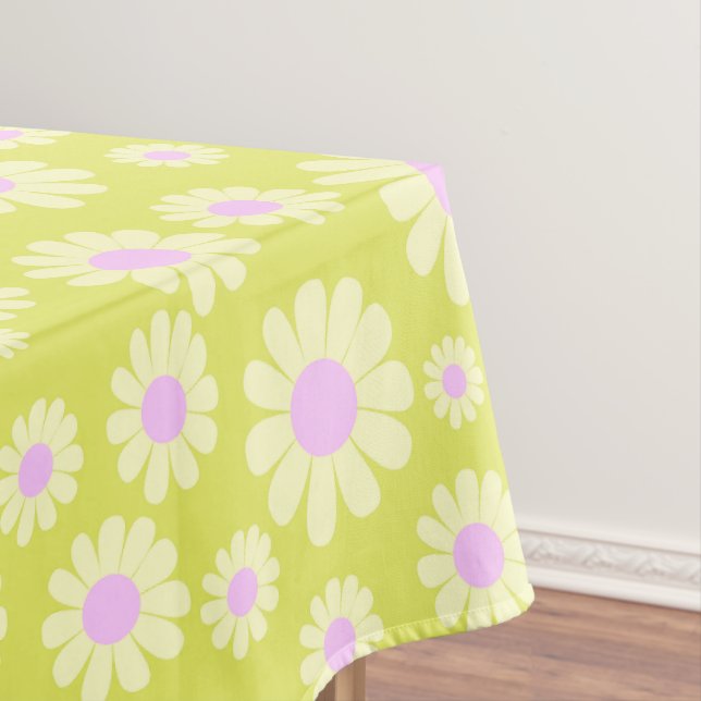 Daisy Lime Yellow Tablecloth (In Situ)