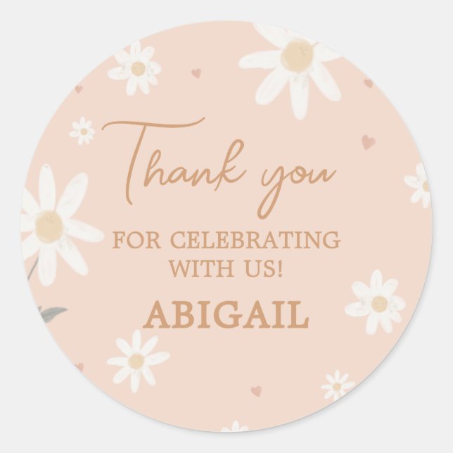 Daisy Little Miss Onederful Photo Birthday Round Classic Round Sticker (Front)