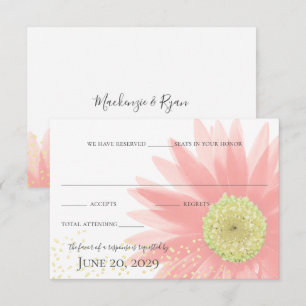 Daisy Love Pink Garden Wedding Response Invitation