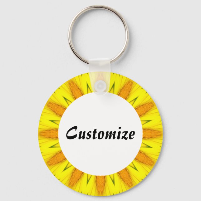 Daisy Mandala Template 14 Key Ring (Front)