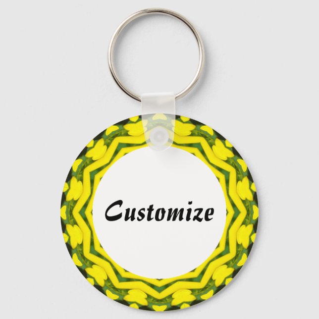 Daisy Mandala Template 21 Key Ring (Front)