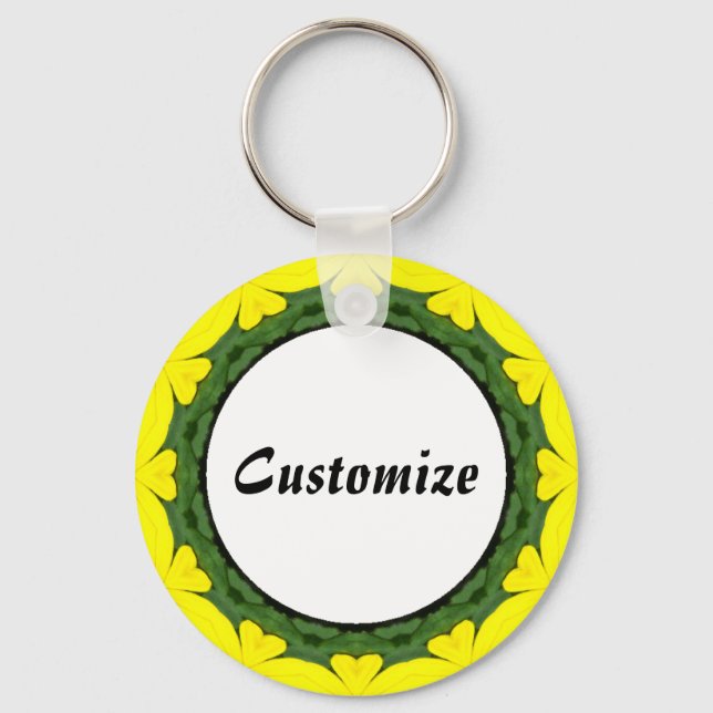 Daisy Mandala Template 22 Key Ring (Front)