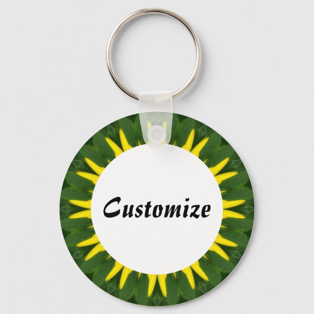 Daisy Mandala Template 26 Key Ring (Front)