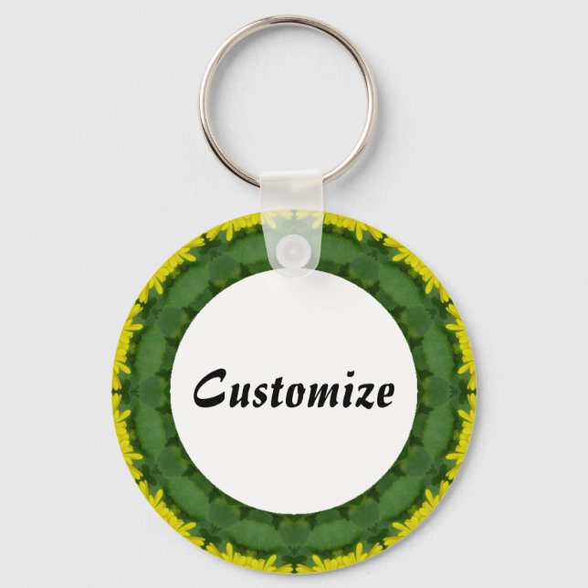Daisy Mandala Template 33 Key Ring (Front)
