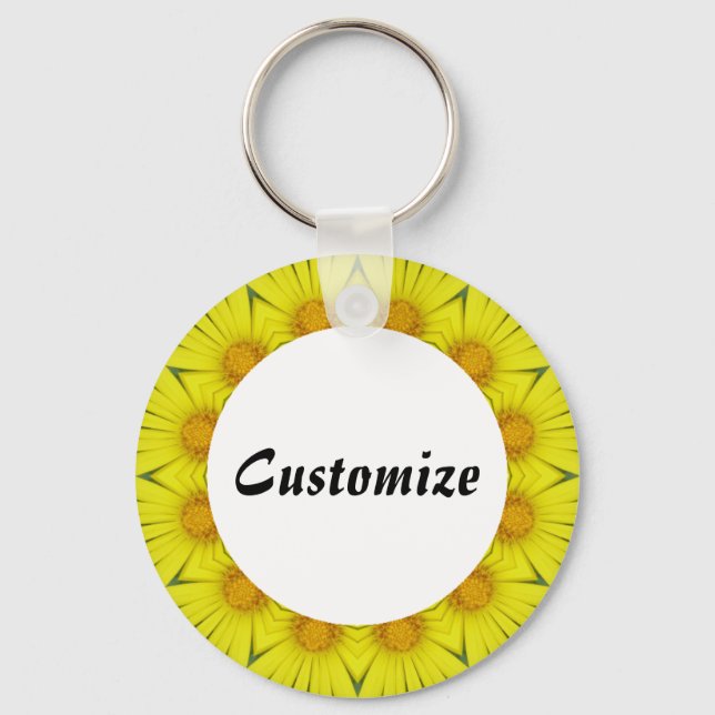 Daisy Mandala Template 36 Key Ring (Front)