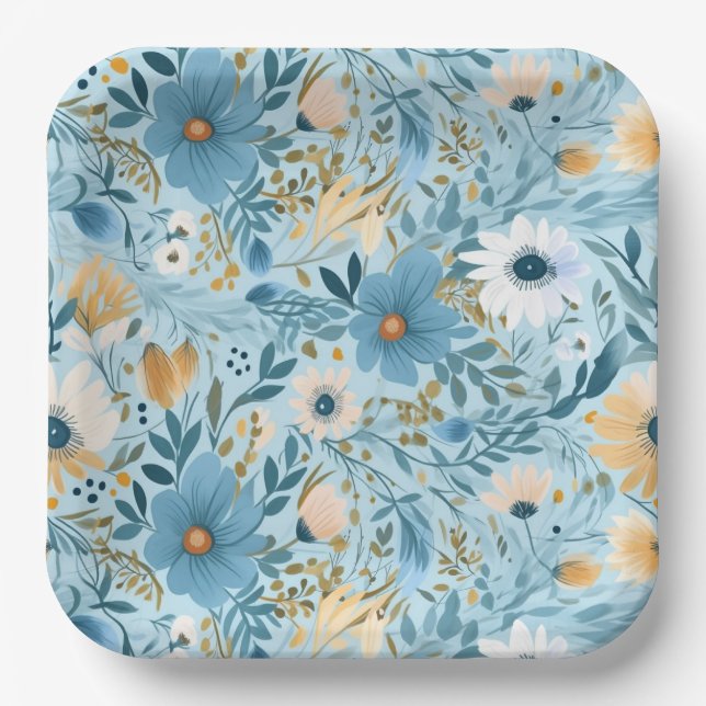 Daisy Meadow Design Paper Plate (Front)