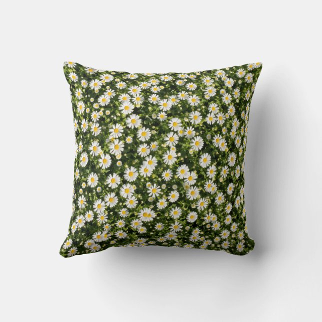 Daisy Meadow Polyester Throw Pillow (Back)