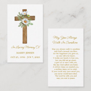 Daisy Memorial Funeral Prayer Card