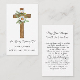 Daisy Memorial Funeral Prayer Card
