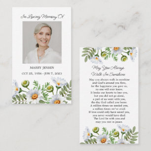 Daisy Memorial Photo Funeral Prayer Card