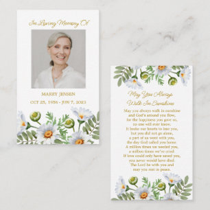 Daisy Memorial Photo Funeral Prayer Card