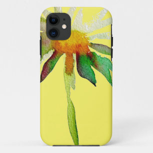 Daisy modern art flower on yellow Case-Mate iPhone case