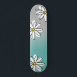 Daisy Modren Teal Grey Ombre Doodle Skateboard<br><div class="desc">This design may be personalised by choosing the customise option to add text or make other changes. If this product has the option to transfer the design to another item, please make sure to adjust the design to fit if needed. Contact me at colorflowcreations@gmail.com if you wish to have this...</div>