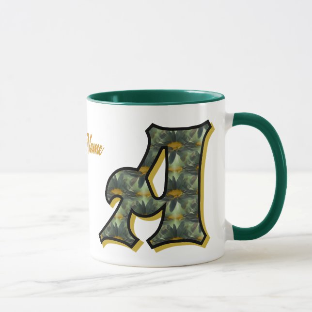 Daisy Monogram Initial A Personalised Mug (Right)