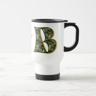 Daisy Monogram Initial B Personalised Travel Mug