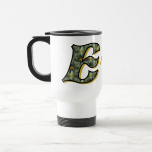 Daisy Monogram Initial E Personalised Travel Mug