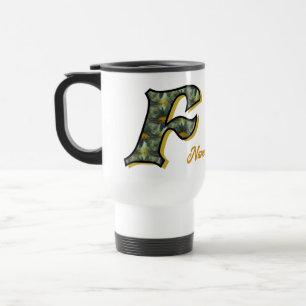 Daisy Monogram Initial F Personalised Travel Mug