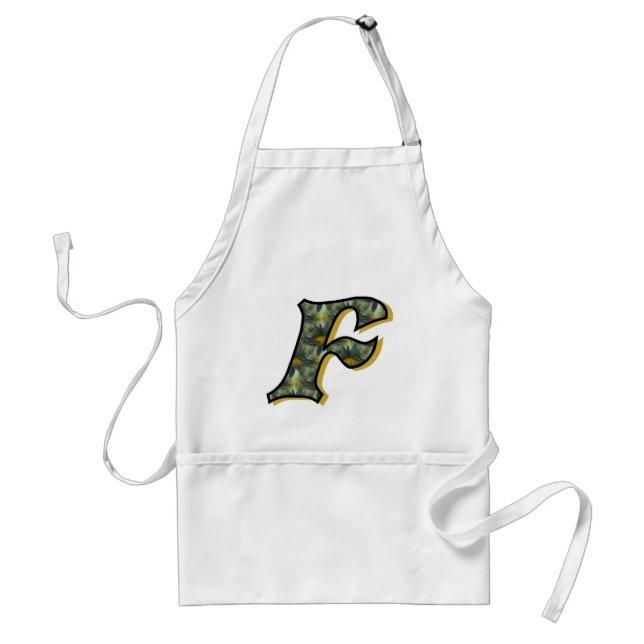 Daisy Monogram Initial F Standard Apron (Front)