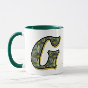 Daisy Monogram Initial G Personalised Mug