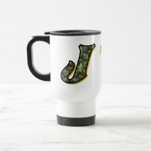 Daisy Monogram Initial J Personalised Travel Mug