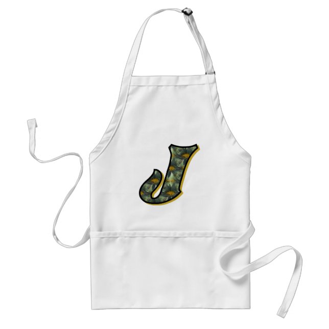 Daisy Monogram Initial J Standard Apron (Front)