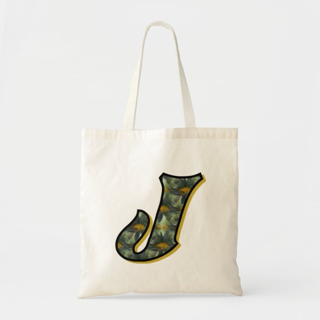Daisy Monogram Initial J Tote Bag (Front)