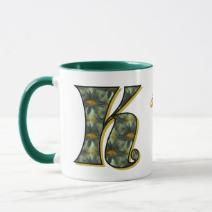 Daisy Monogram Initial K Personalised Mug