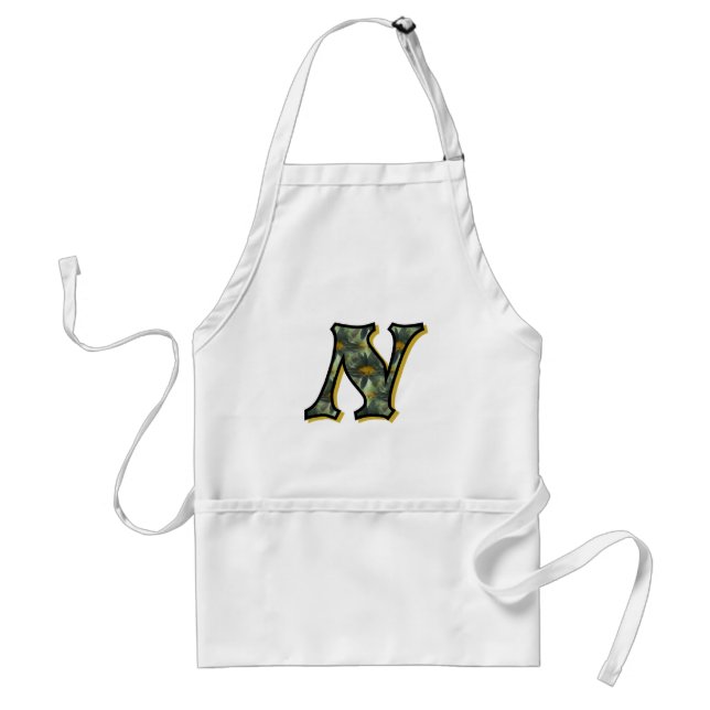 Daisy Monogram Initial N Standard Apron (Front)