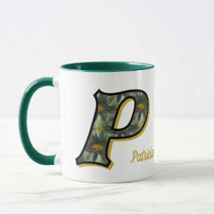 Daisy Monogram Initial P Personalised Mug