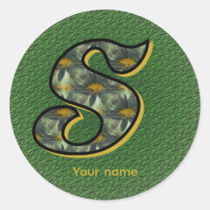 Daisy Monogram Initial S Personalized Classic Round Sticker